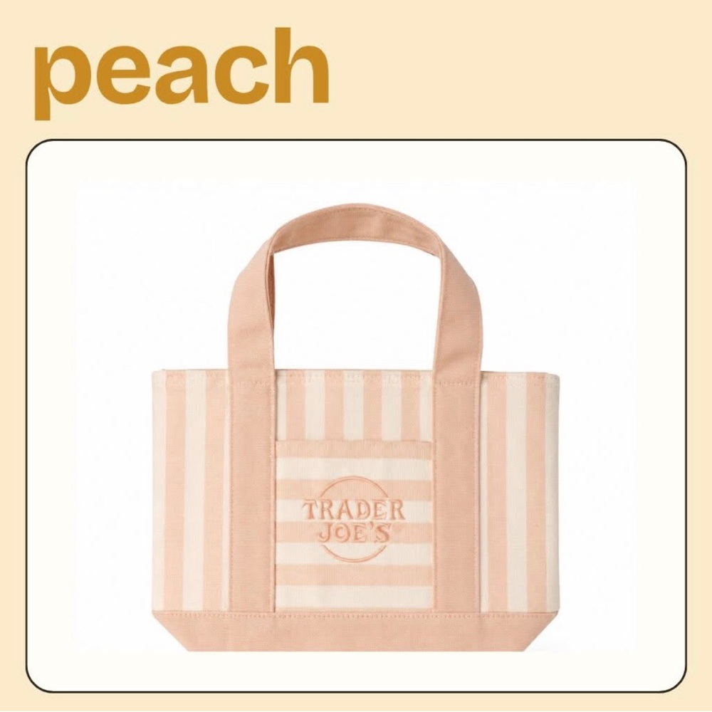 Trader Joe’s orange stripe summer mini canvas tote NWT